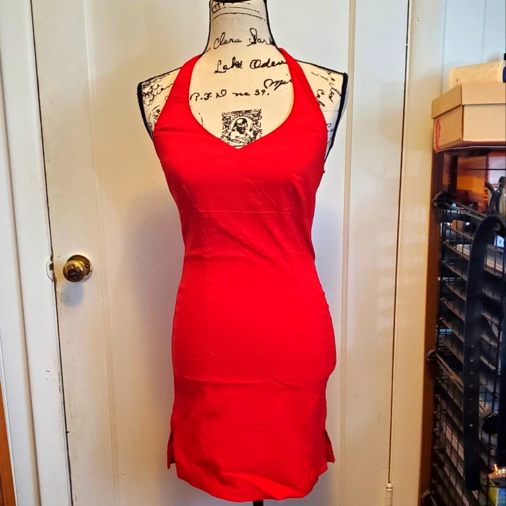 EUC Papaya Halter Dress